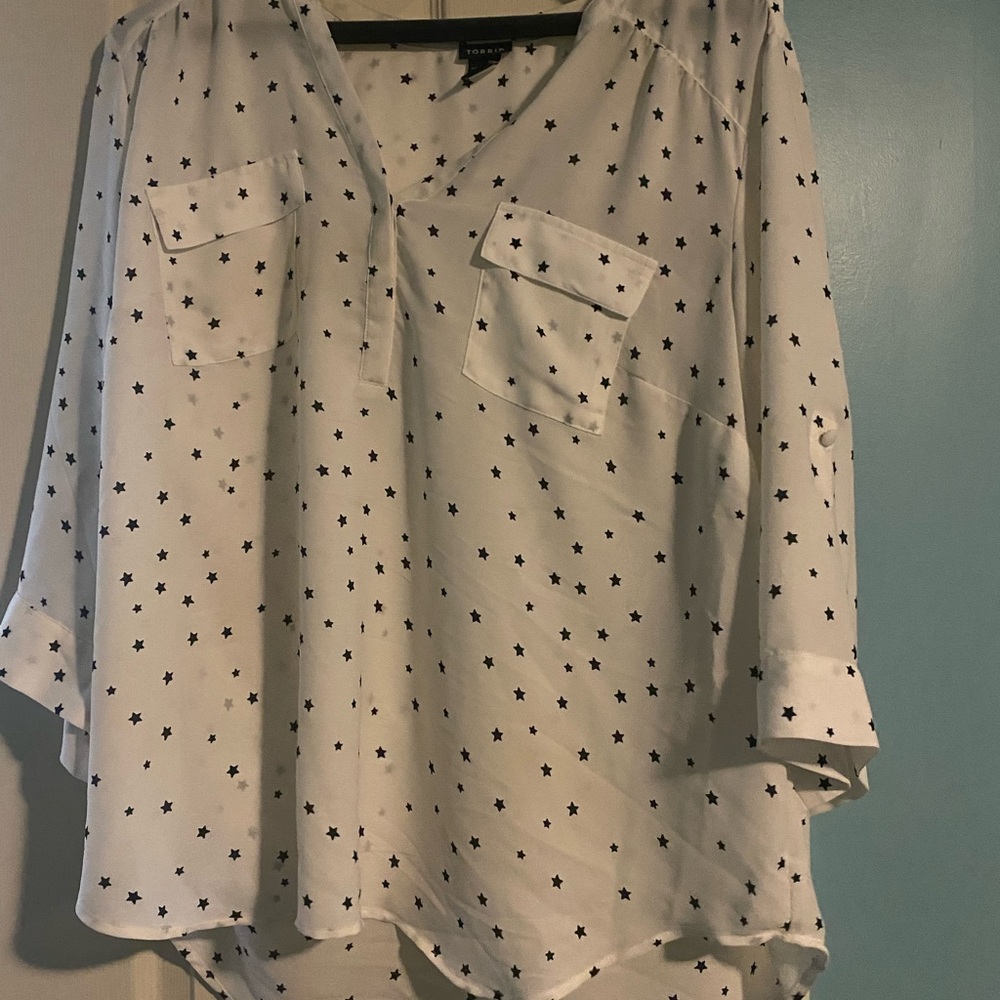 Torrid White Star Pattern Blouse